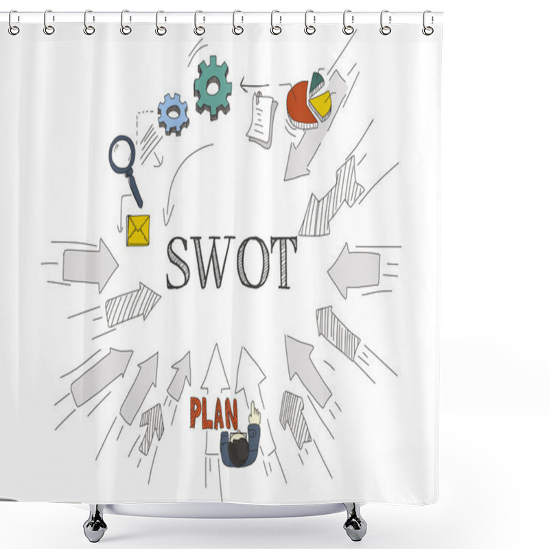 Personality  Doddle Arrows Pointing To Center Shower Curtains