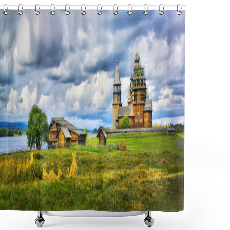 Personality  The Wooden Buildings Of The Ancient Russian Architecture Shower Curtains