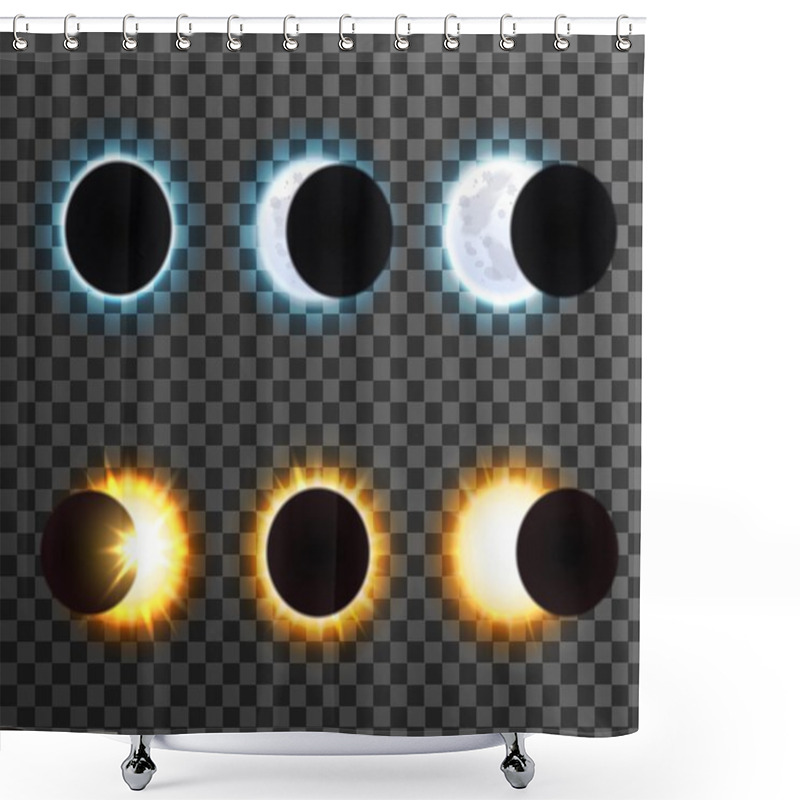 Personality  Sun And Moon Eclipse Transparent Icons Set Shower Curtains