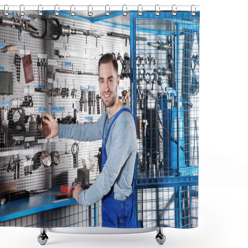 Personality  Young Mechanic With Tools Shower Curtains