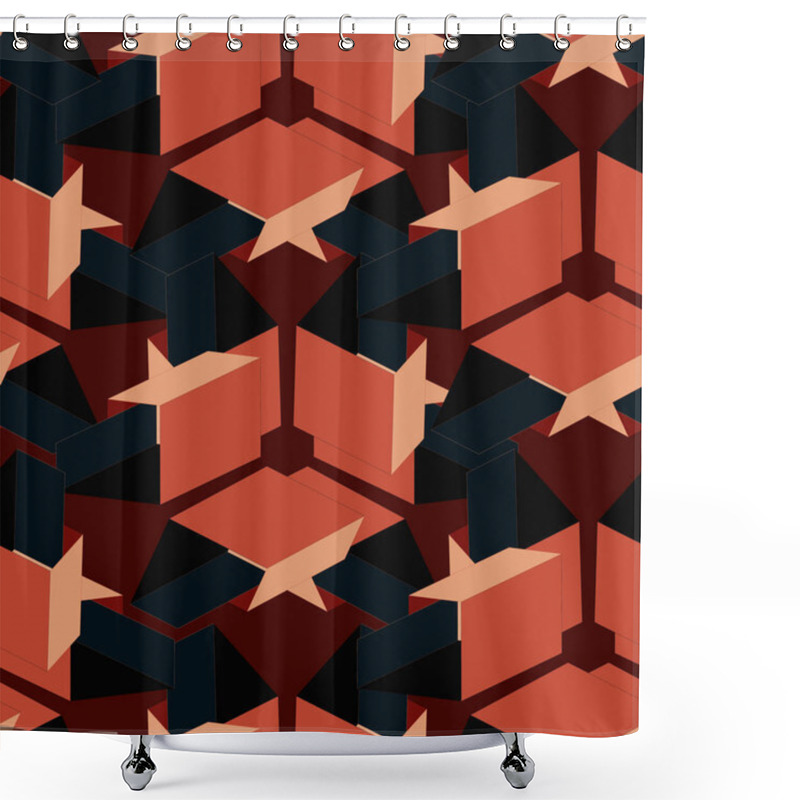 Personality  Geometric 3d Shapes Seamless Pattern. Modern Geometric Texture Design. Vector Illustration.  Shower Curtains