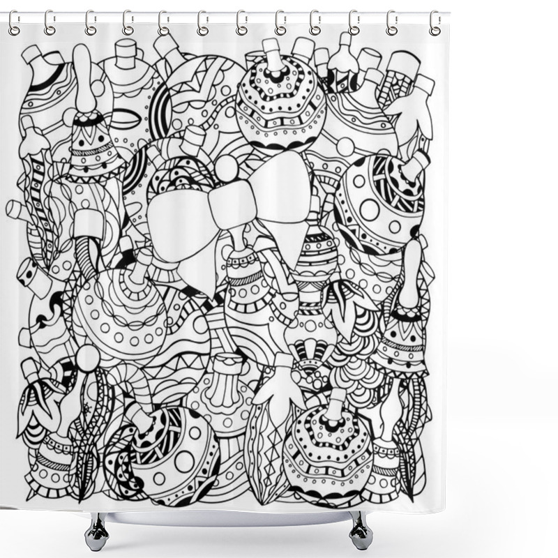 Personality  Christmas Hand-drawn Decorative Elements Shower Curtains