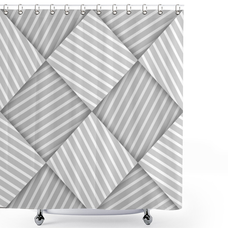 Personality  Abstract Striped Squares Geometric Vector Seamless Pattern Shower Curtains