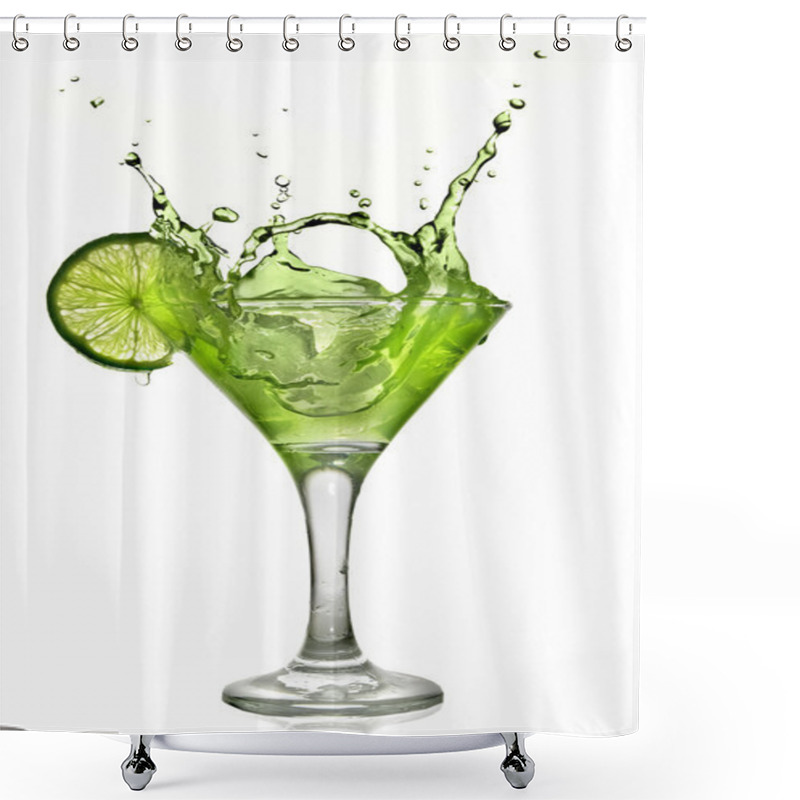 Personality  Green Alchohol Cocktail With Splash Shower Curtains