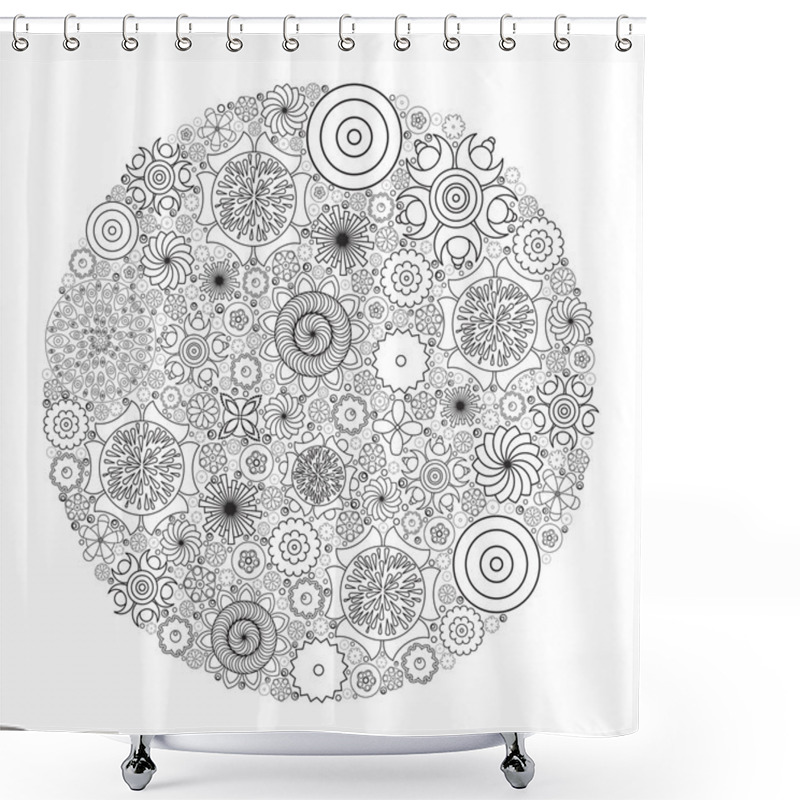 Personality  Circle Floral Ornament.   Shower Curtains