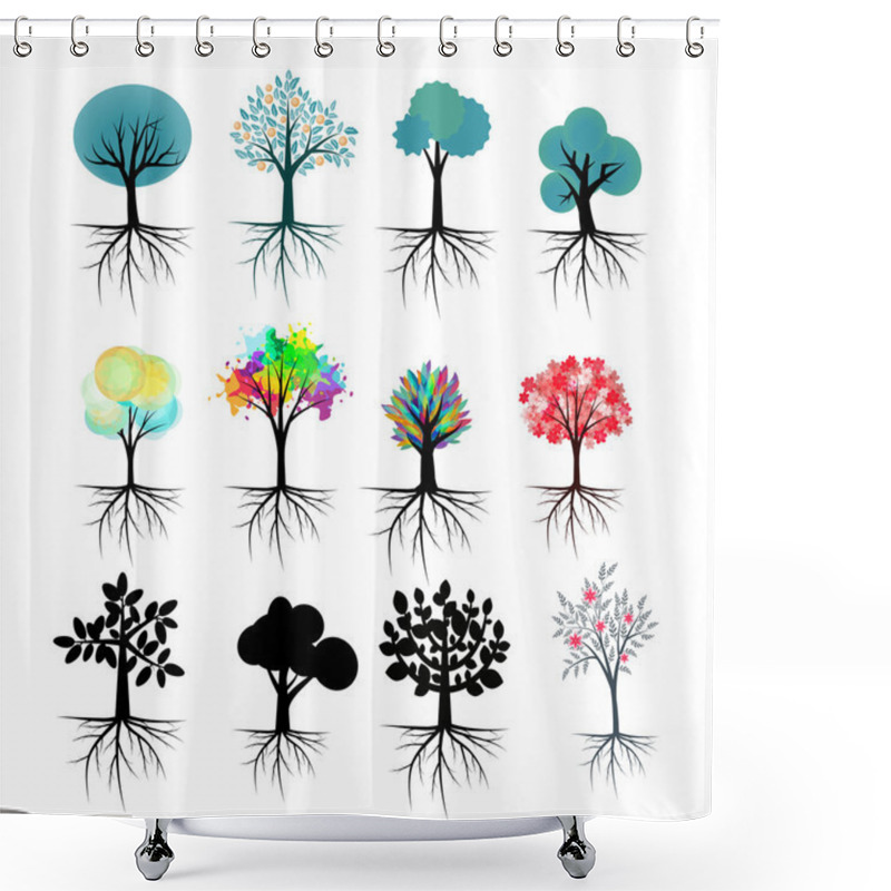 Personality  Trees Set Shower Curtains