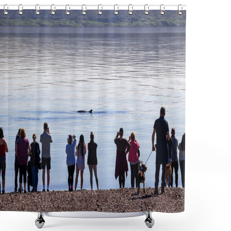 Personality  People Watching The Dolphins At Chanonry Point In The Moray Firth Near Inverness, Scotland, UK Shower Curtains