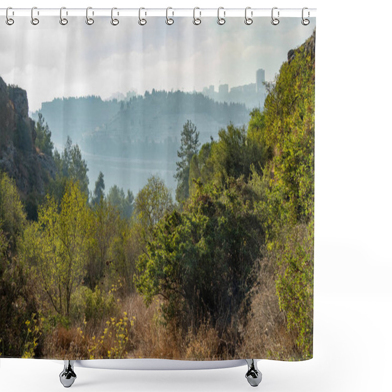 Personality  Jerusalem, Israel, On A Hazy Morning As Seen From The Slopes Of The Judea Mountains. Shower Curtains