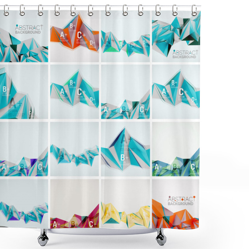 Personality  Set Of Triangle Geometric 3d Forms. Modern Info Banner Abstract Backgrounds Shower Curtains