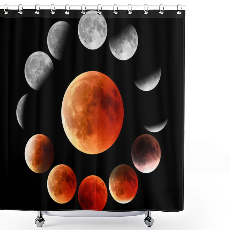 Personality  Red Moon Phases In Circle Shower Curtains