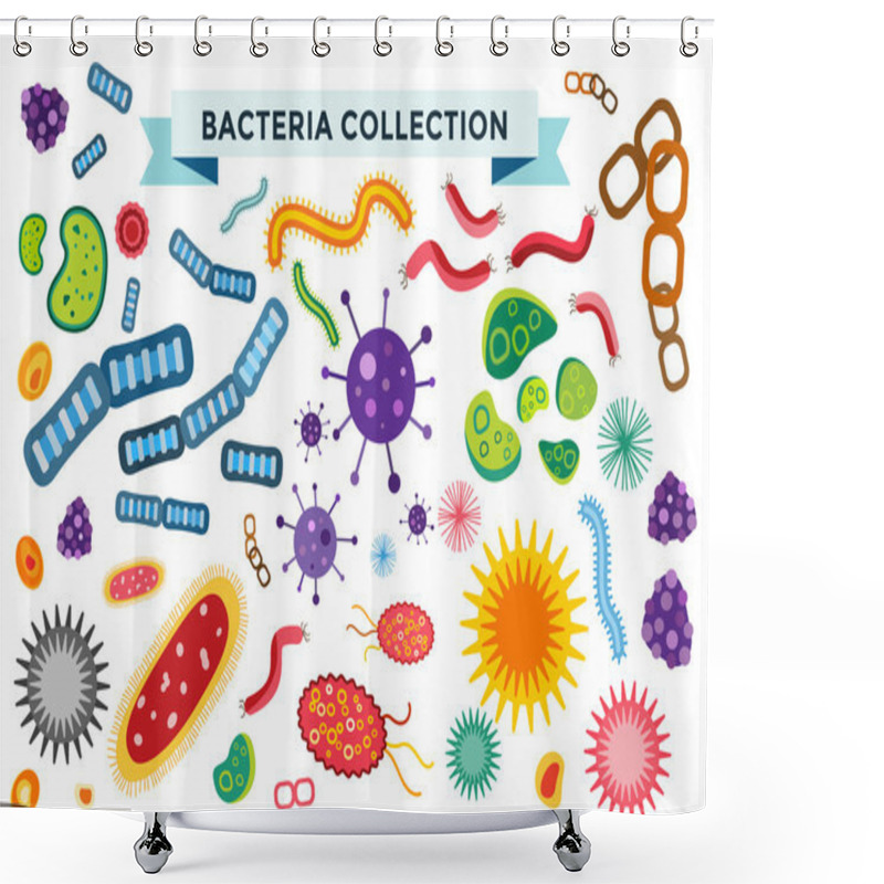 Personality  Bacteria Virus Vector Icons Set Shower Curtains