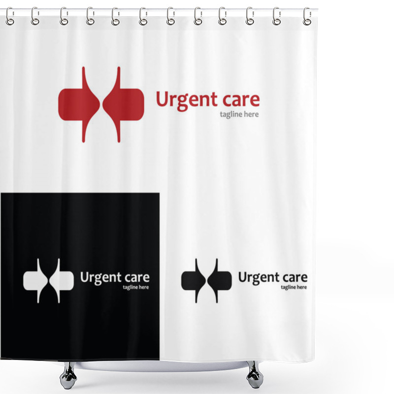 Personality  Urgent Care Company, Doctor, Emergency Department, Quick Response Unit, Hospital And Clinic Logo. Negative Space Medical Logotype. Shower Curtains