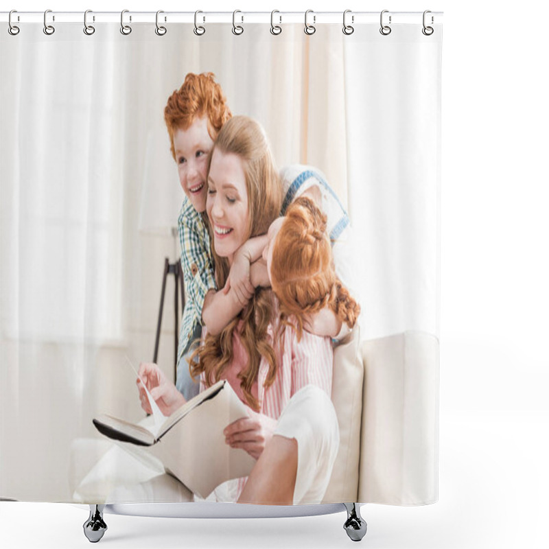 Personality  Mother With Kids Reading Book  Shower Curtains