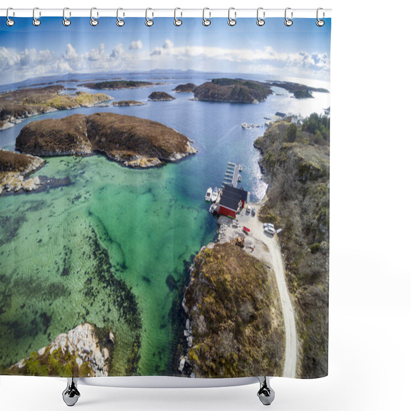 Personality  Boats In The Azure Bay.Norwegian Coast.Early Spring In Norway Shower Curtains