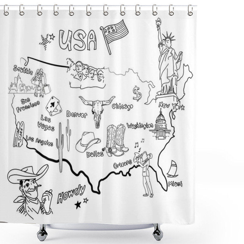 Personality  Map Of America. Shower Curtains