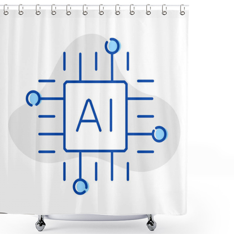 Personality  Ai Artificial Intelligence Icon In Filled Outline Style. Shower Curtains