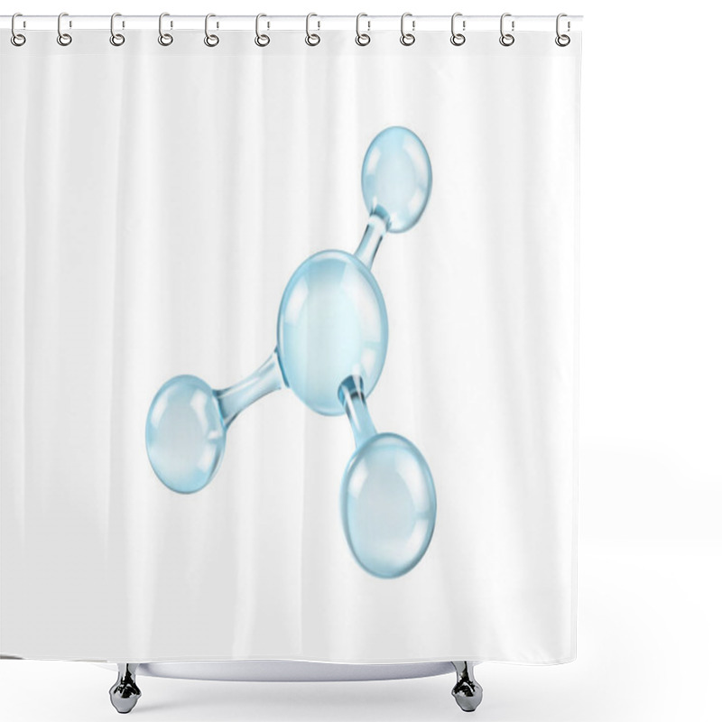 Personality  Glass Molecule Model. Reflective And Refractive Abstract Molecular Shape Isolated On White Background. Vector Illustration Shower Curtains