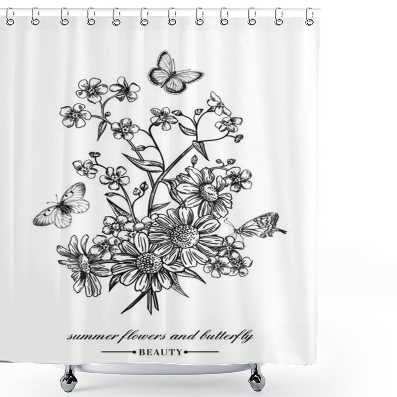 Personality   Card With A Bouquet Of Flowers  Shower Curtains