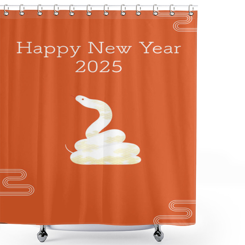 Personality  Simple New Year's Card For The Year Of The Snake 2025, Japanese Background With A Coiled Snake, Vector Illustration Shower Curtains