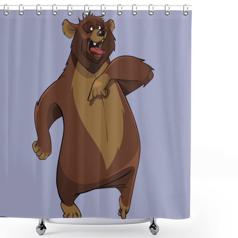 Personality  Cartoon Furious Brown Bear Standing With Open Mouth Shower Curtains