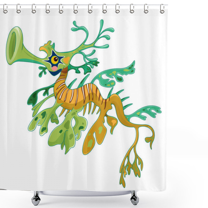 Personality  Cartoon Sea Dragon  Vector Illustration  Shower Curtains