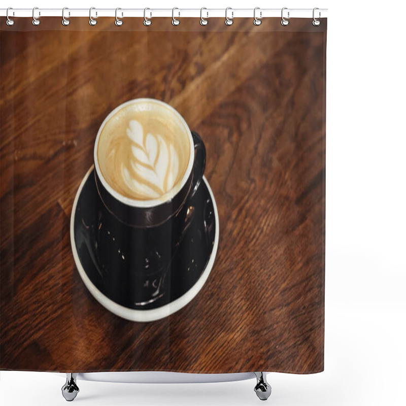 Personality  Cup Of Delicious Cappuccino With Latte Art On Table Shower Curtains