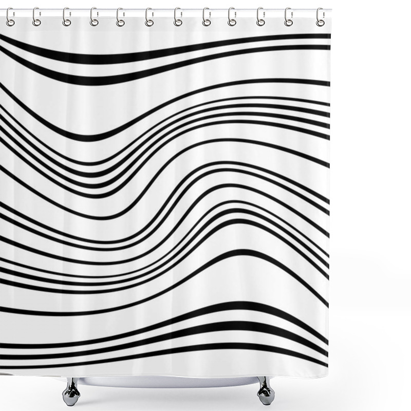 Personality  Geometric Lines Pattern With Distortion  Shower Curtains