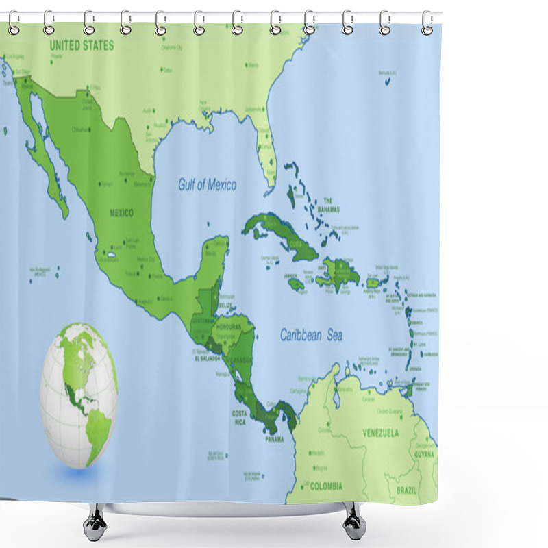 Personality  High Detail Central America Green Vector Map Set Shower Curtains