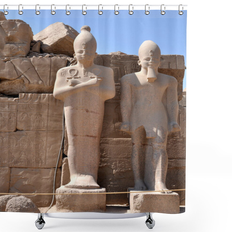 Personality  The Egyptian Statues In The Karnaksky Temple Shower Curtains