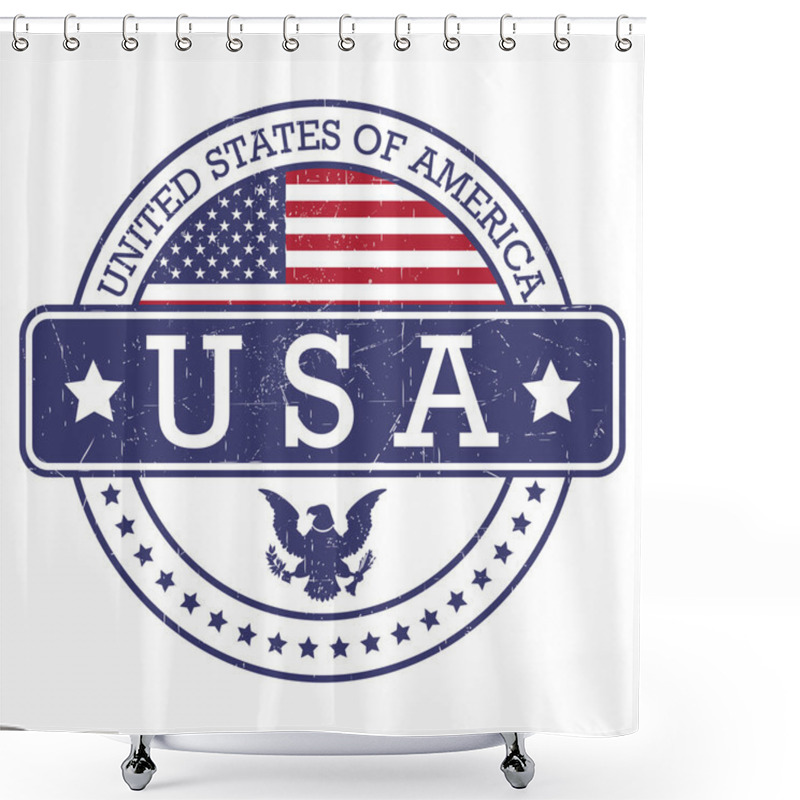 Personality  Grunge Round Stamp Of United States Of America - USA Shower Curtains