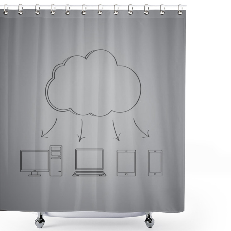 Personality  Outline Hand Drawn Icon Symbolizing Cloud Computing Shower Curtains