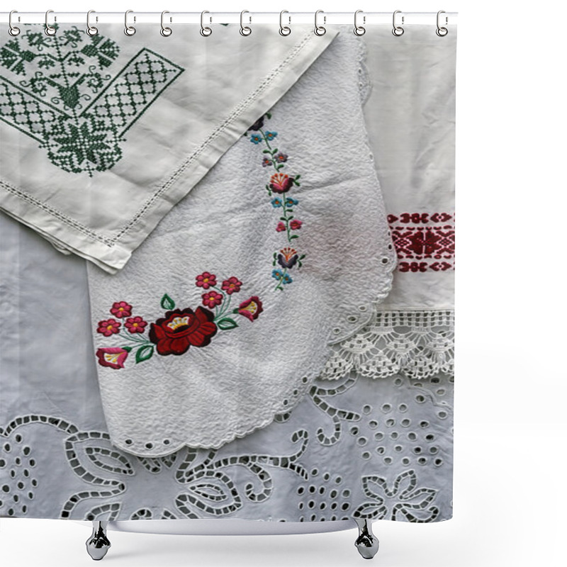 Personality  Materials And Embroidered Romanian Traditional Port Specific 5 Shower Curtains