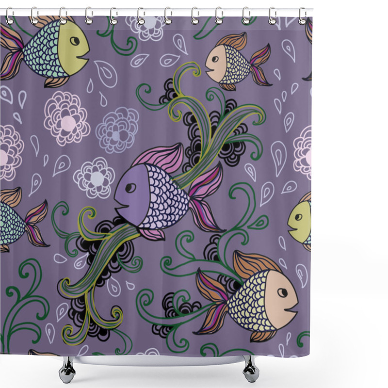 Personality  Fish Pattern In Abstract Style Shower Curtains