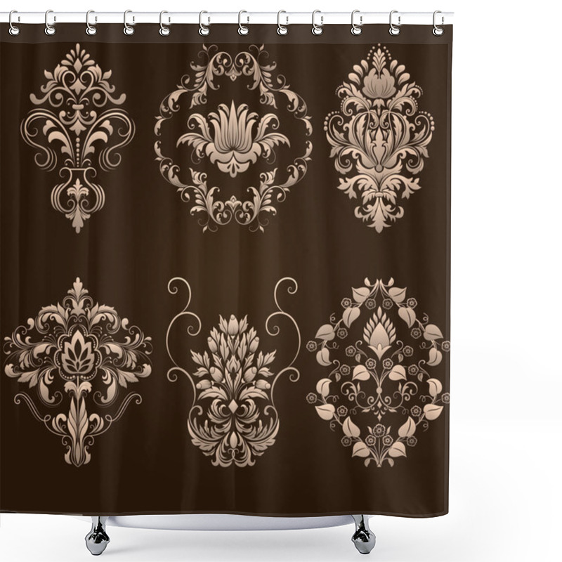 Personality  Vector Set Of Damask Ornamental Elements. Shower Curtains