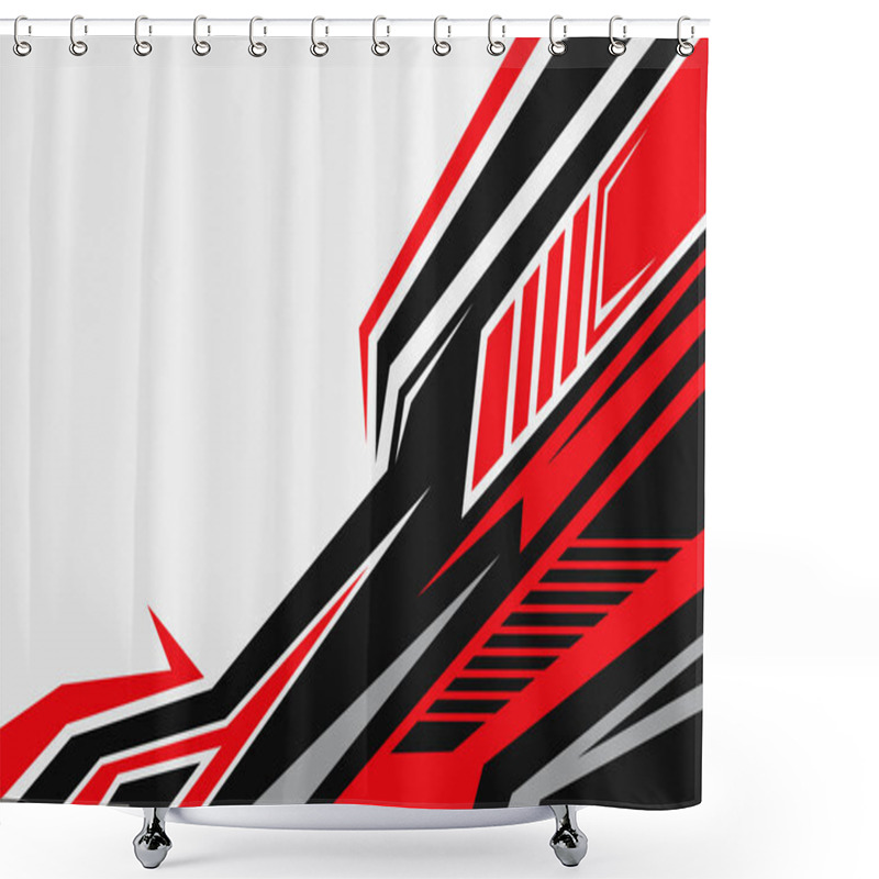 Personality  Red And Black Geometric Abstract Lines For Racing Style Car Wrap Sticker Shower Curtains