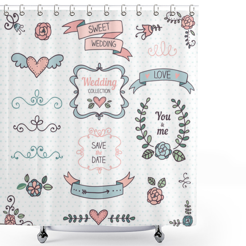 Personality  Wedding Design Elements Set Shower Curtains