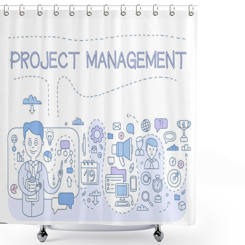 Personality  Doodle Style Concept Of Project Management. Shower Curtains