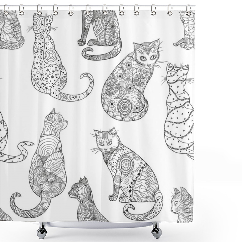 Personality  Cat. Design Zentangle. Shower Curtains