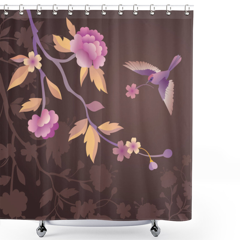 Personality  Bird In The Evening Flower Garden Shower Curtains