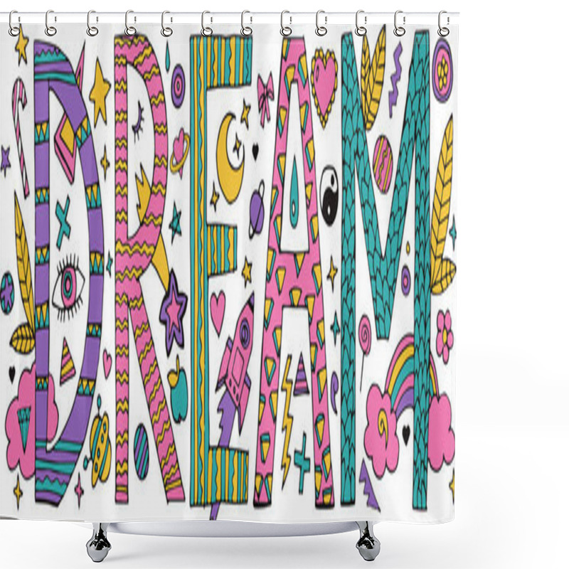 Personality  Doodle Dream Lettering Shower Curtains