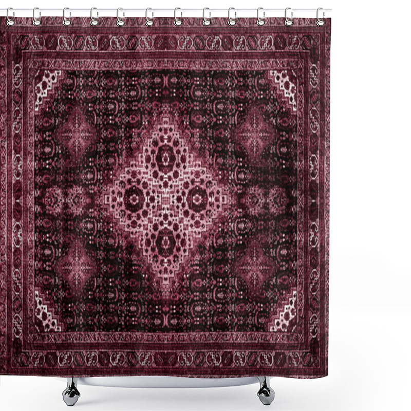 Personality  Persian Carpet Texture, Abstract Ornament. Rhombus Mandala Pattern, Middle Eastern Traditional Fabric Texture. Red Maroon Orange Brown Lime Yellow Violet Pink Purple Gold Toned, Useful As Background Shower Curtains