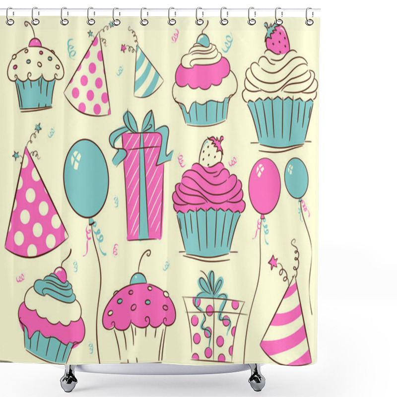 Personality  Birthday Design Elements Shower Curtains