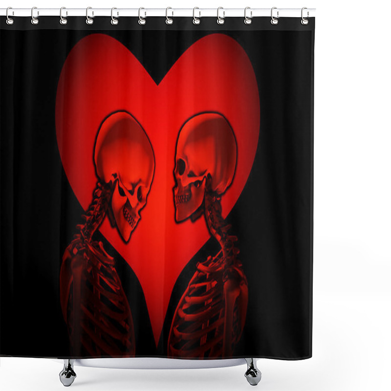 Personality  Skeletons With Love Heart Shower Curtains