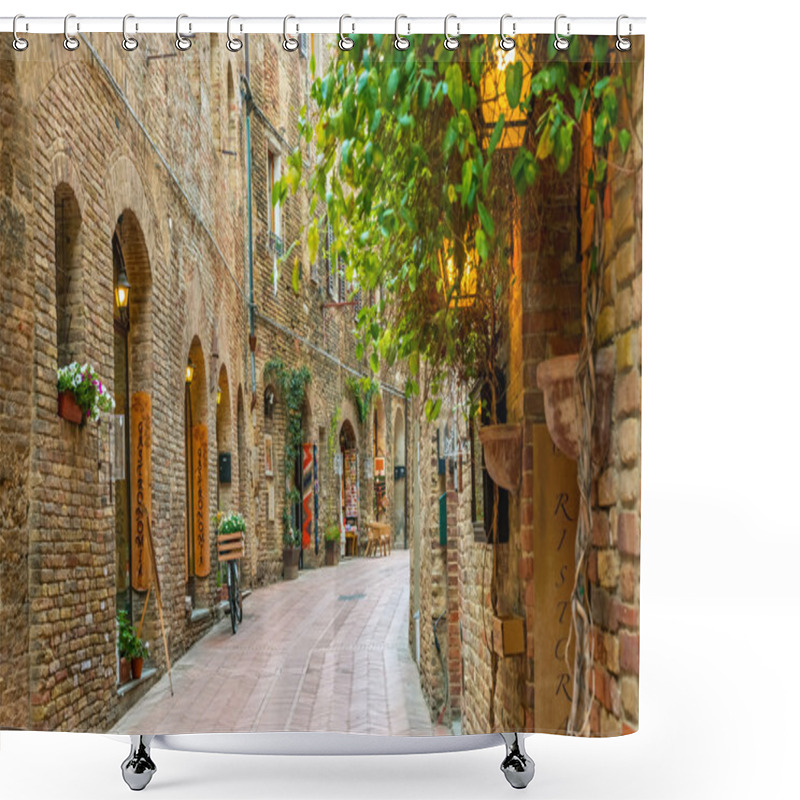 Personality  Alley In Old Town San Gimignano Tuscany Italy Shower Curtains