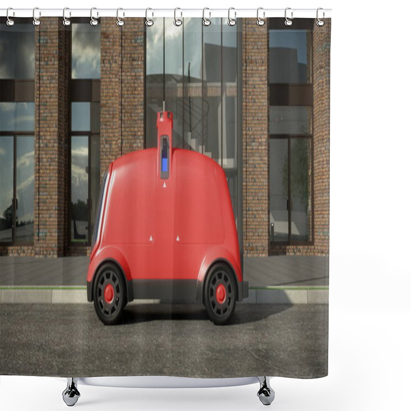 Personality  Automatic Delivery System Concept. 3D Renderin Shower Curtains