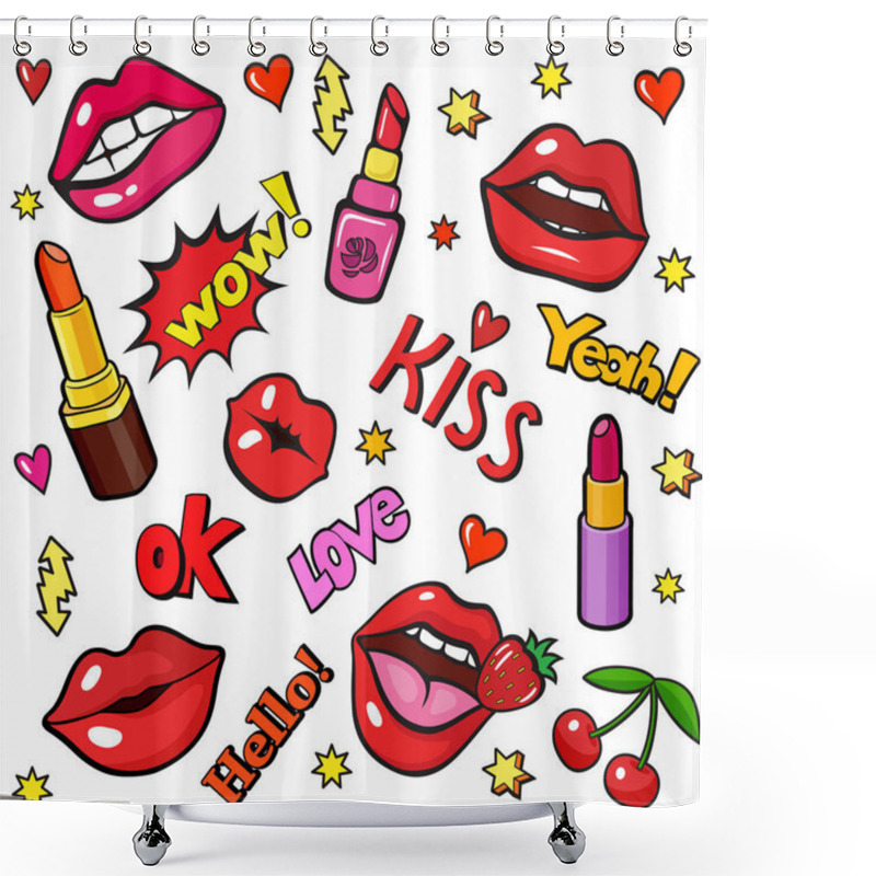 Personality  Pop Art Style Badges Shower Curtains