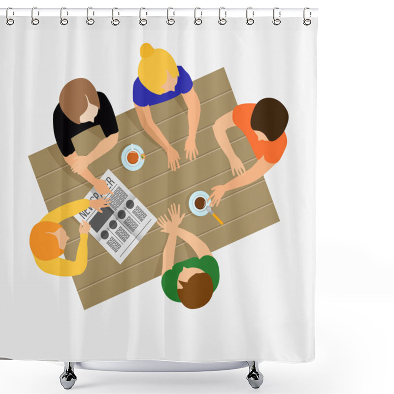 Personality  Girls Gossiping Illustration Shower Curtains