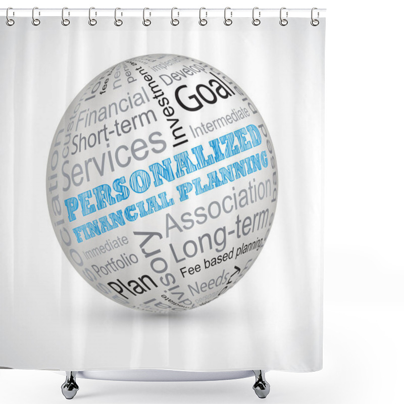 Personality  Personalized Financial Planning Theme Sphere With Keywords Shower Curtains