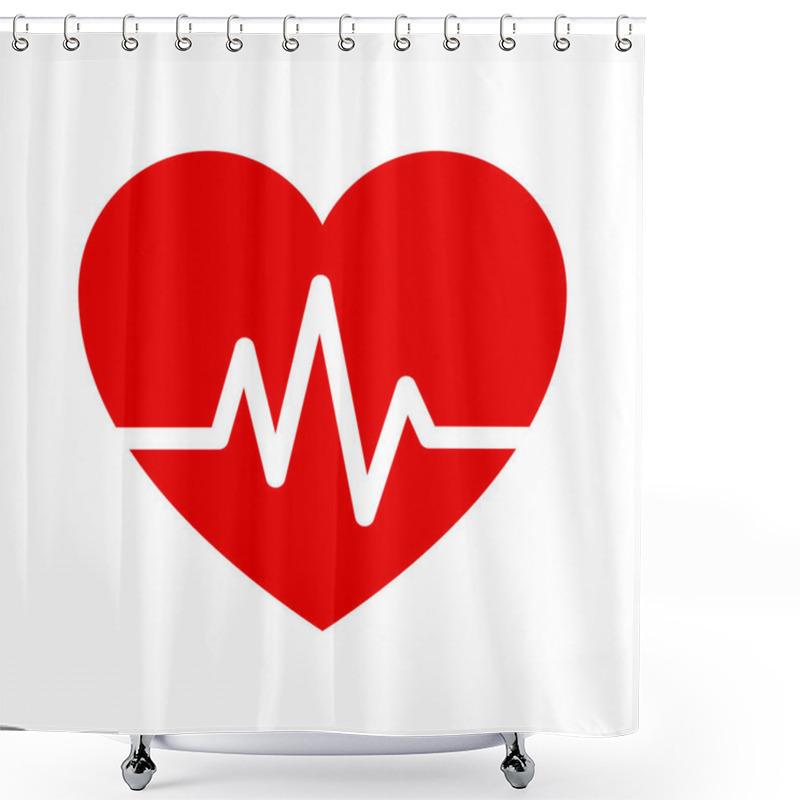 Personality  Heartbeat / Heart Beat Pulse Flat Icon For Medical Apps And Webs Shower Curtains