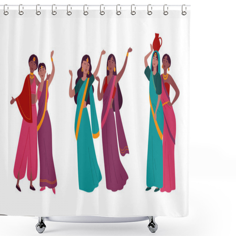 Personality  Indian Women In Traditional National Sari Clothes Shower Curtains